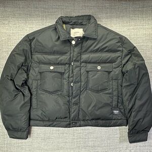 Hudson Quilted Puffer Short Trucker Jacket Men’s Sz M Black Pockets MSRP $328
